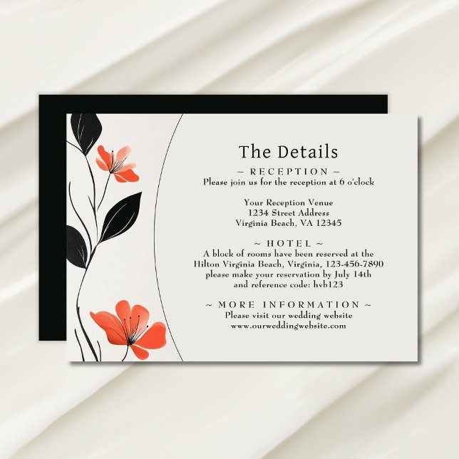 Modern Floral Elegance Bold Blooms Wedding Details Enclosure Card (Modern Floral Elegance Bold Blooms Wedding Details Enclosure Card)