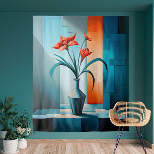 Modern Floral Elegance Tapestry