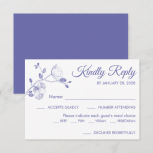 Modern floral elegant orchids meal choice purple RSVP card
