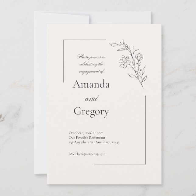 Modern Floral Engagement Party Invitation (Front)