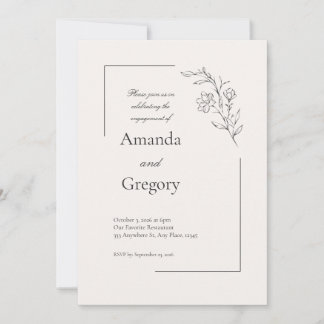 Modern Floral Engagement Party Invitation