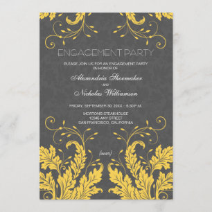 Modern Floral Engagement Party Invite (yellow)