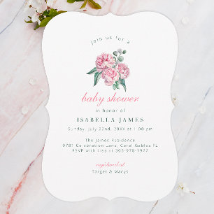 Modern Floral Eucalyptus Watercolor Baby Shower Invitation