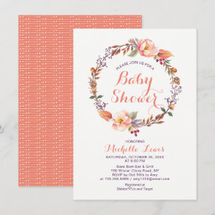 Modern Floral Fall Baby Shower Invitation