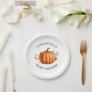 Modern Floral Fall Baby Shower Paper Plate