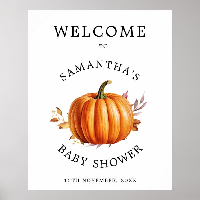 Modern Floral Fall Baby Shower  Poster (Front)