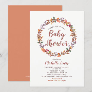 Modern Floral Fall Boy Baby Shower Invitation