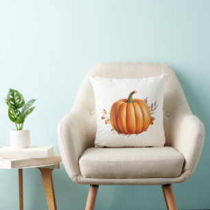Modern Floral Fall Pumpkin Cushion