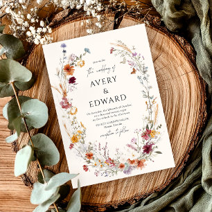 Modern Floral Fall Wedding Rustic Boho  Invitation