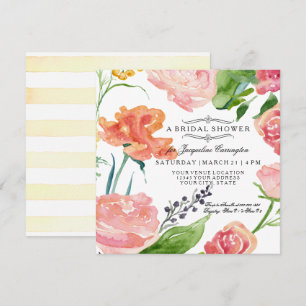 Modern Floral Flower Sunset Colours Bridal Shower Invitation