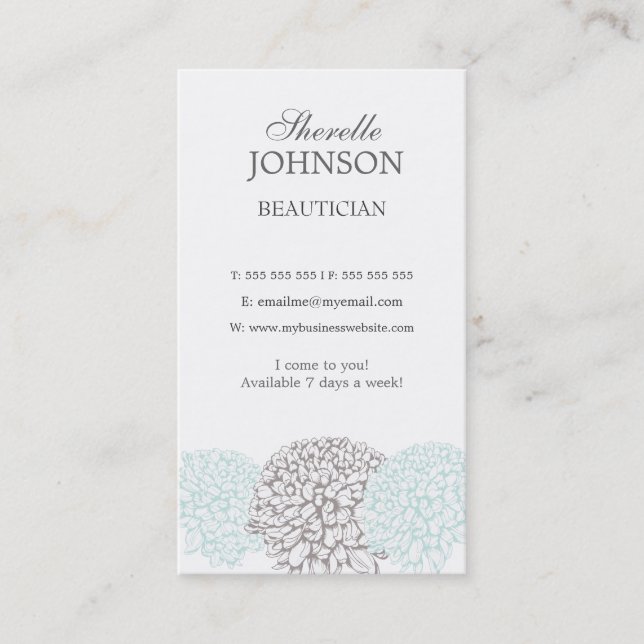 Modern Floral Flowers Neutral Beautician Cards (Front)