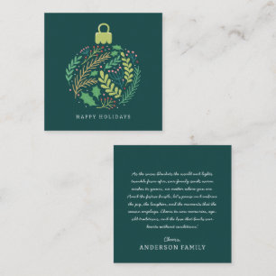 Modern Floral Foliage Ornament Happy Holidays Card
