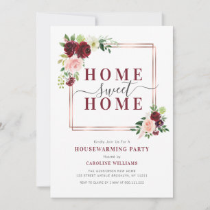 modern floral frame housewarming party invitation