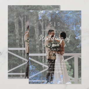 Modern Floral Frame Photo Modern Wedding Invitation