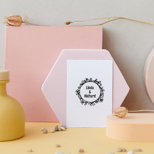 Modern Floral Frame, Wedding Rubber Stamp