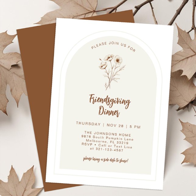 Modern Floral Friendsgiving Dinner Invite (Friendsgiving Dinner Invite)
