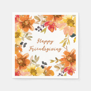 Modern Floral Friendsgiving  Napkin