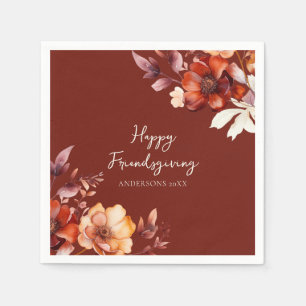 Modern Floral Friendsgiving  Napkin