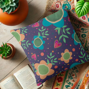Modern Floral Fun Colourful Trendy Inspirivity Cushion