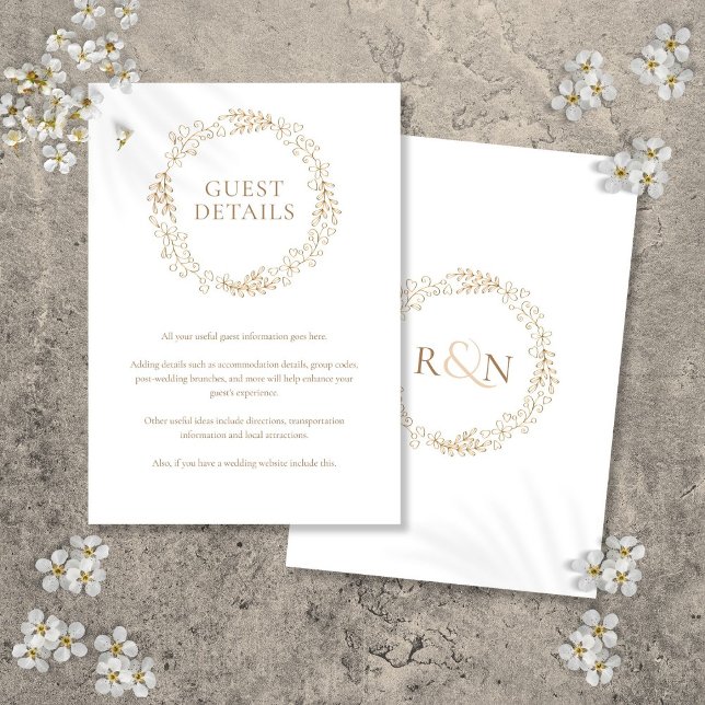 Modern Floral Garland Guest Information Details Enclosure Card (Modern Floral Garland Guest Information Details Enclosure Card)