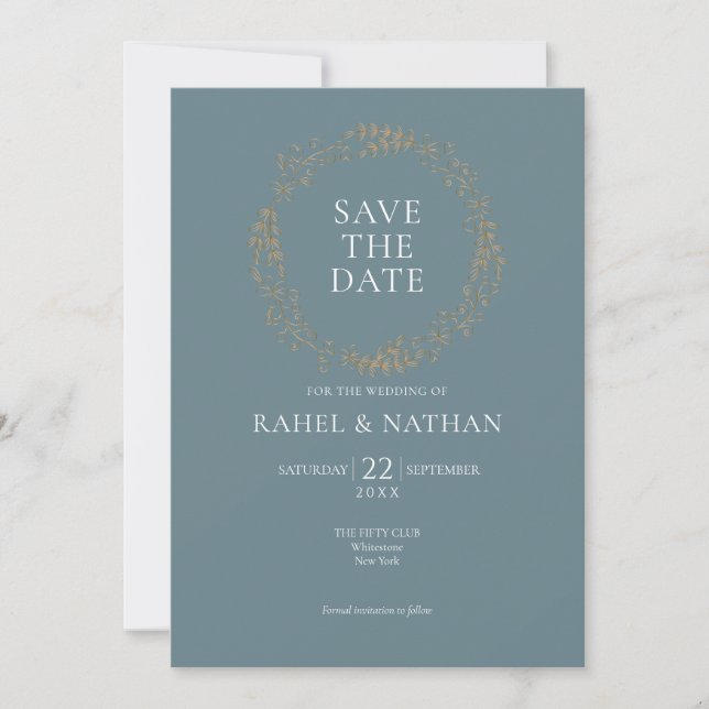 Modern Floral Garland | Save the Date Invitation (Front)