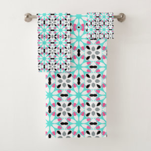 Modern Floral Geometric Bath Towel Set