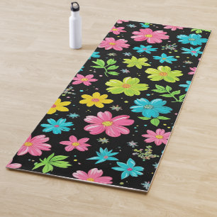 Modern floral geometric modern pattern colourful yoga mat
