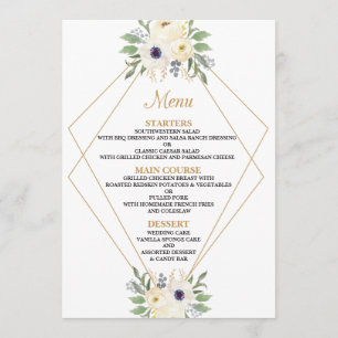 Modern Floral Geometric Wedding Menu Card