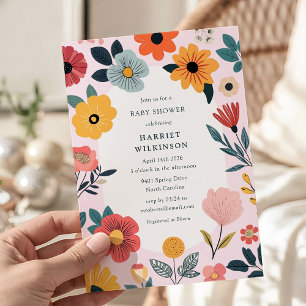 Modern Floral Girl Baby Shower Invitation