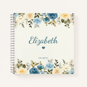 Modern Floral Girly Trendy Sketchbook Personalised Notebook