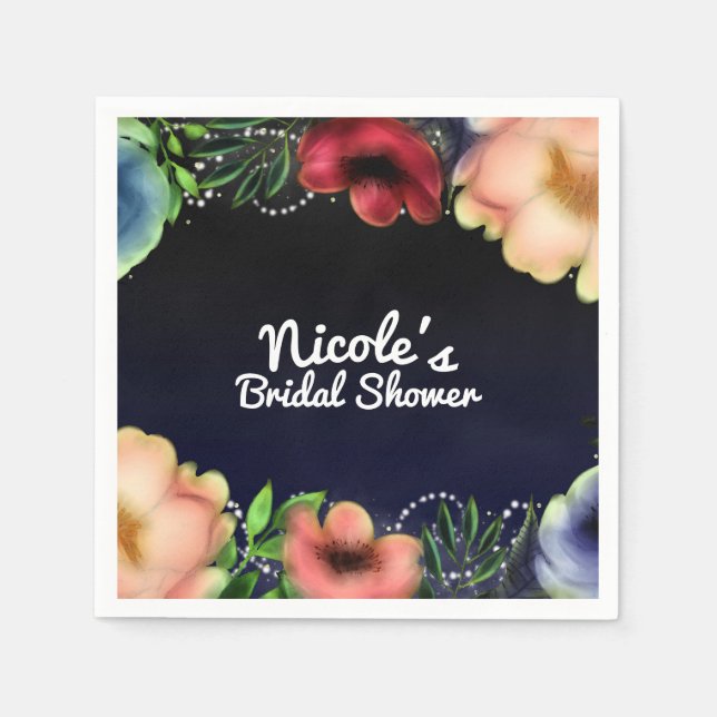 Modern Floral Glow Chic Evening Party Reception Napkin (Front)