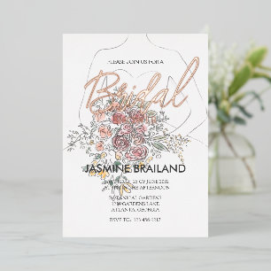 Modern Floral Gown Bridal Shower Gold  