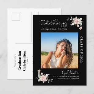 Modern Floral Graduation 2022 Photo Invitation Postcard