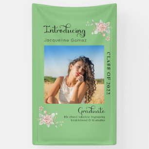 Modern Floral Graduation 2022 Photo Party Banner