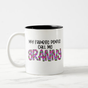 Modern Floral Granny Typography Mother's Day Two-Tone Coffee Mug