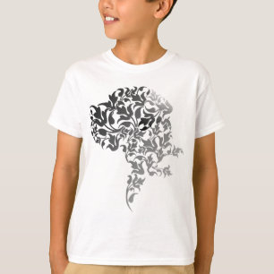 Modern Floral Great Dane Dog Mum Black and White T-Shirt