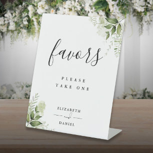 Modern Floral Greenery Favours Table Pedestal Sign