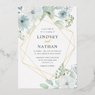 Modern Floral Greenery Geometric Wedding Gold