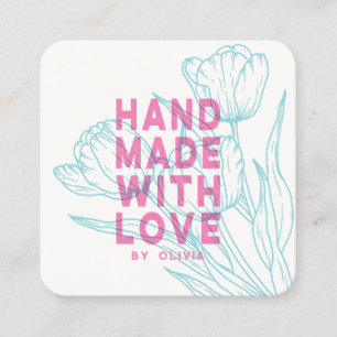 Modern Floral Handmade With Love Small Business Square Business Card