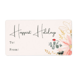 Modern Floral Happiest Holidays Rectangular Gift