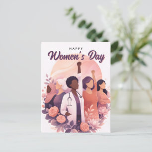 Modern Floral Happy Women's Day March 8th Postcard