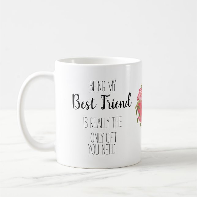 Modern, floral heart best friend banter funny coffee mug (Left)