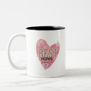 Modern Floral Heart   Two-Tone Coffee Mug