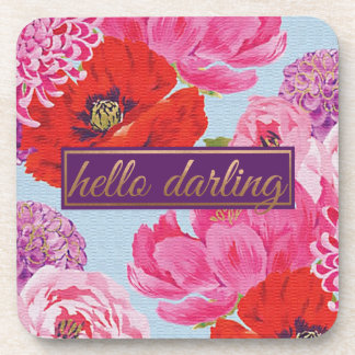 Modern Floral Hello Darling Square Coaster