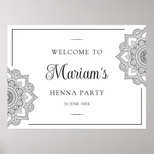 Modern Floral Henna Mendhi Welcome Poster