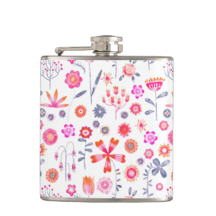 Modern Floral Hip Flask