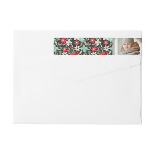 Modern Floral Holiday Wrap Around Label