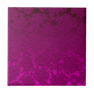 Modern Floral Hot Pink Fuchsia Girly Pattern Tile