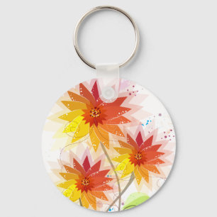Modern Floral Illustration Key Ring