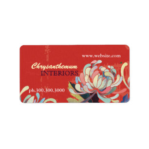 Modern Floral Interior Design Business Label